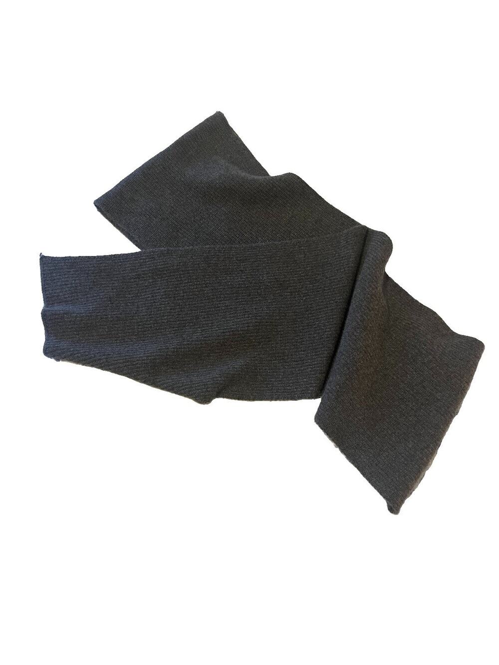 Saks Fifth Avenue 100% Cashmere Rib Knit Scarf Dark Gray Luxury Winter Warm